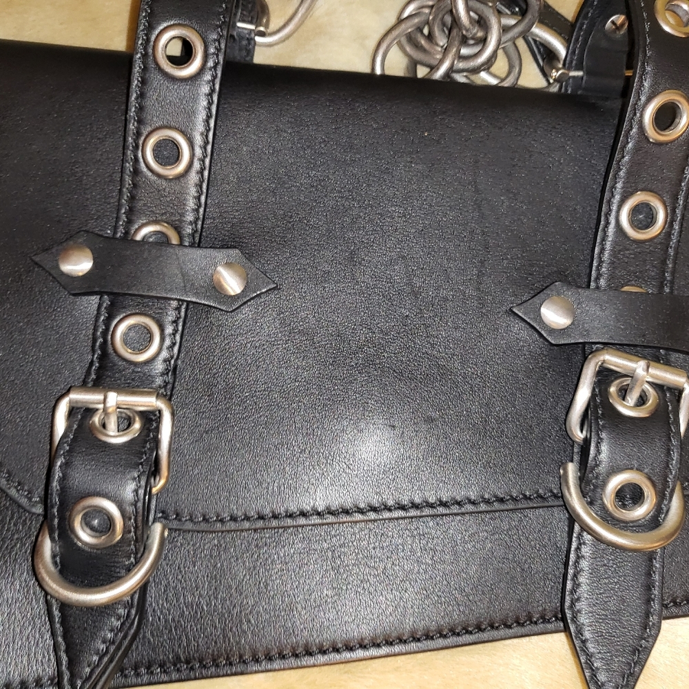 Versace biker saddle chain satchel crossbody bag detachable strap - Picture 6 of 15